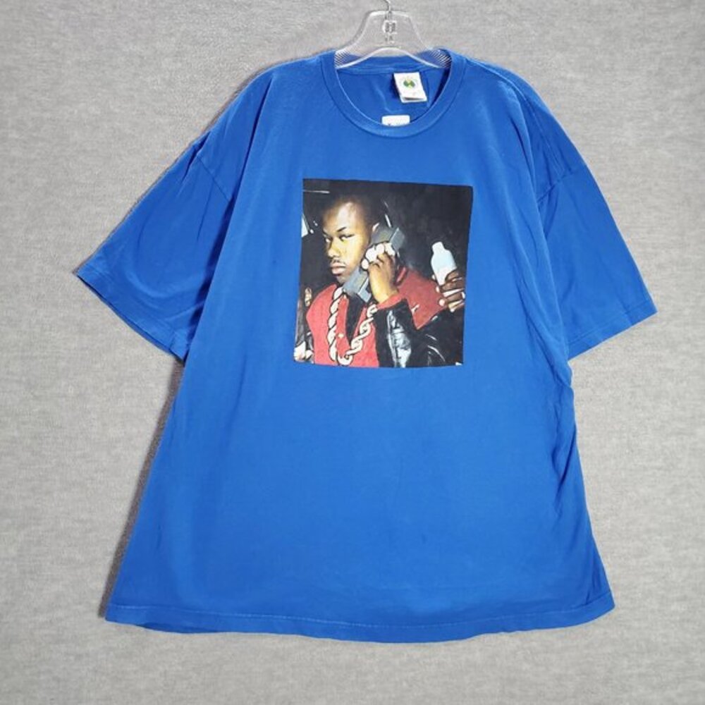 VINTAGE Cross Colours Men T-Shirt 3XL Blue Life Is Too Short‎ Rap Like Me Tee